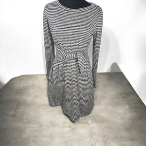 Long Sleeve Striped Black and Grey Knit Dress XS (Fit Sz 4) Made in USA